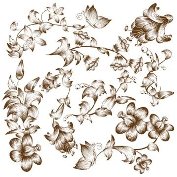 Vintage design flower elements Illustrazione stock