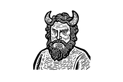 Vintage Devil Icon: Engraved Demon Illustration, Halloween Mascot Symbol. Stock Illustration