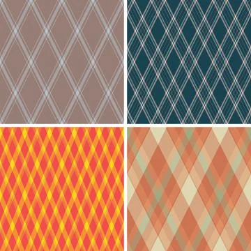 Vintage diamonds argyle pattern set with seamles repeat. Ideal vector backgro Stock Illustration