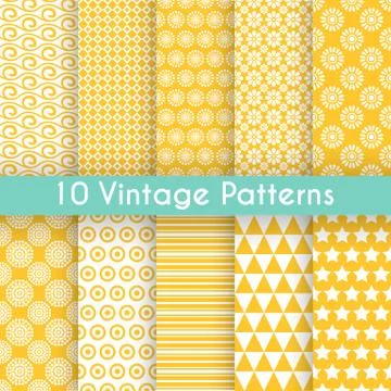 Vintage different vector seamless patterns Stock Illustration