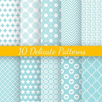 Vintage different vector seamless patterns Stock Illustration