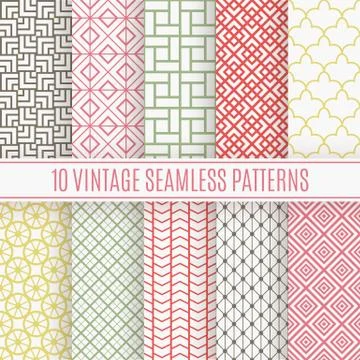 Vintage different vector seamless patterns Stock Illustration