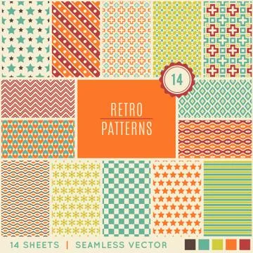 Vintage different vector seamless patterns Stock Illustration