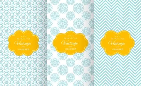 Vintage different vector seamless patterns Illustrazione stock