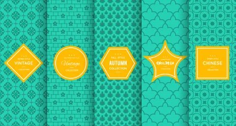 Vintage different vector seamless patterns Stock Illustration