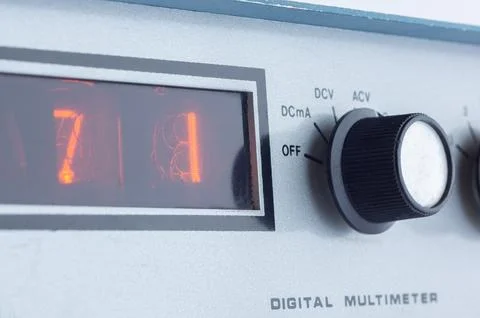Vintage Digital Multimeter Close-Up Display Reading Stock Photos