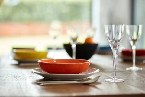 Vintage dining table. Small depth of field Stock Photos