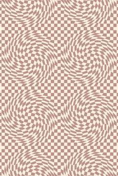 Vintage distorted brown checkered line groovy pattern Illustrazione stock