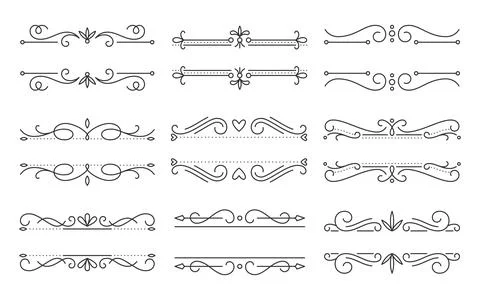 Vintage divider text frame border black line set Stock Illustration