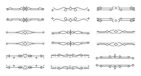 Vintage divider text frame border black line set Stock Illustration