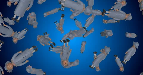 Vintage Dolls falling slow motion Stock Footage 237303672