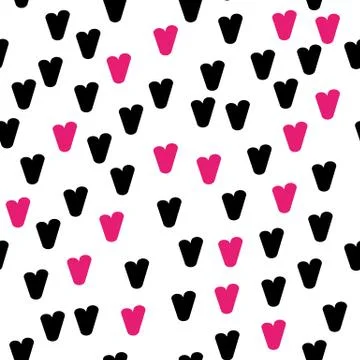 Vintage doodle seamless pattern with hearts. Cute repeating background. Vector イラスト素材