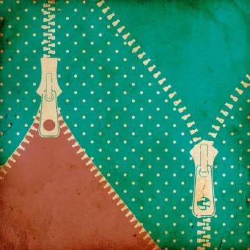 Vintage dotted background with zipper Stock Illustration