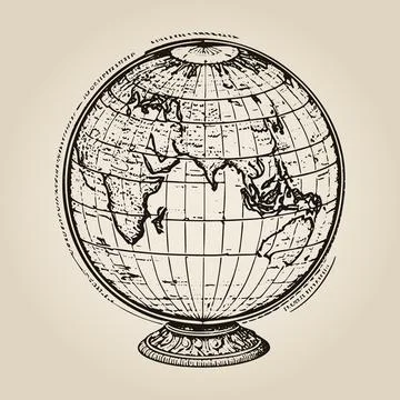Vintage drawing of a globe Stock Illustration