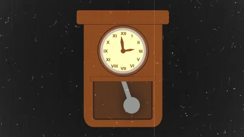 Vintage drawn clock with a pendulum on a blak background Stock Footage 295608554