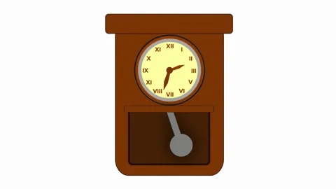 Vintage drawn clock with a pendulum on a white background Stock Footage 195346254