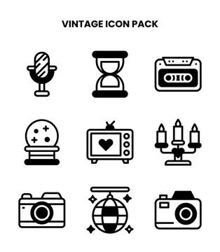Vintage DuoTone Bundle Icons Pack Stock Illustration