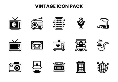 Vintage DuoTone Vector Icons Pack イラスト素材