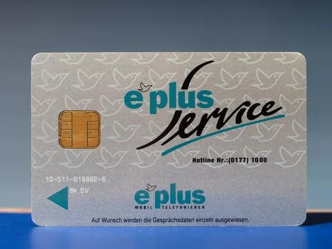 Vintage E-Plus Germany SIM Card from 1996 Stock Photos