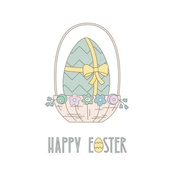 Vintage Easter egg with bow vector illustration for card, invitation, web Stock Illustration