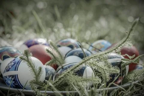 Vintage easter eggs Stock Photos