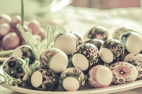 Vintage easter eggs Stock Photos