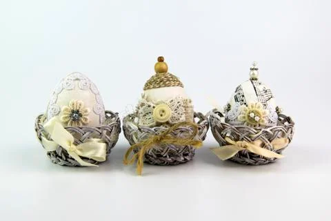 Vintage easter eggs on a white background Stock Photos