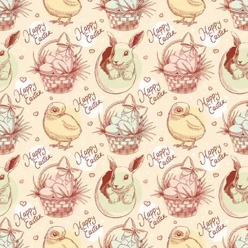 Vintage Easter seamless background Stock Illustration