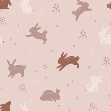 Vintage Easter seamless pattern design with rabbit Stock Illustration