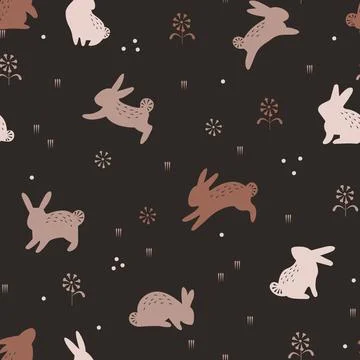 Vintage Easter seamless pattern design with rabbit Stock Illustration