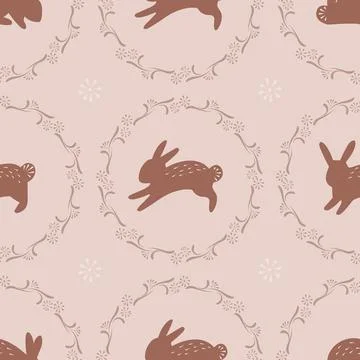 Vintage Easter seamless pattern design with rabbit Stock Illustration