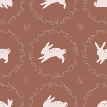 Vintage Easter seamless pattern design with rabbit Stock Illustration