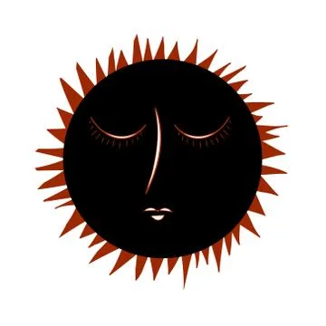 Vintage Eclipse hand drawn with rays. Stock Illustration