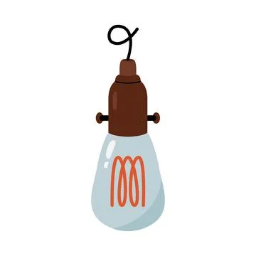 Vintage Edison light bulb with glowing filament isolated vector illustration Stock Illustration