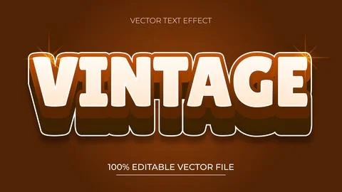 Vintage editable text effect in retro brown text style Stock Illustration