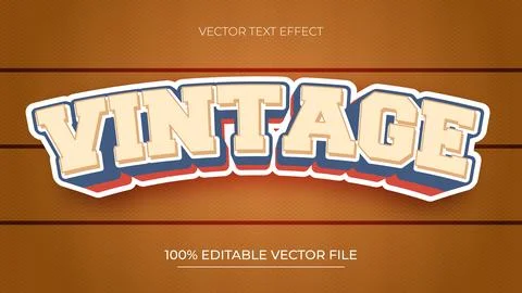 Vintage editable text effect template with retro style Stock Illustration