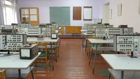 Vintage Electronics Lab With Electrical Appliances For Learning Engineers Stock Footage 99341926