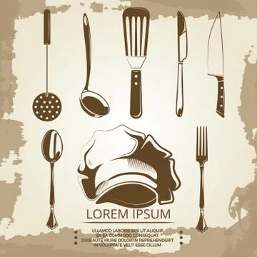Vintage elements for cafe or restaurant labels, background, banners on grunge Illustrazione stock