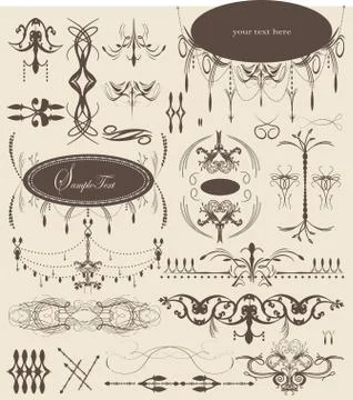 Vintage elements with ornate elegant abstract designs Stock Illustration