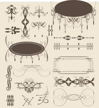 Vintage elements with ornate elegant abstract designs Stock Illustration