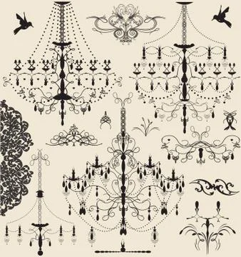 Vintage elements with ornate elegant designs Stock Illustration