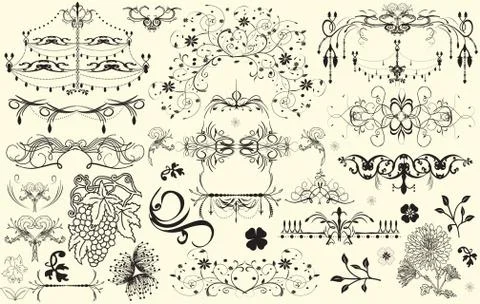 Vintage elements with ornate elegant retro abstract floral design Stockillustratie