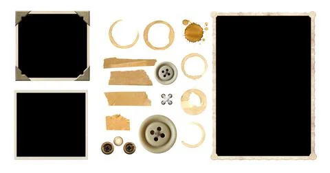 Vintage elements for scrapbooking. Objects isolated on white background Stock Photos