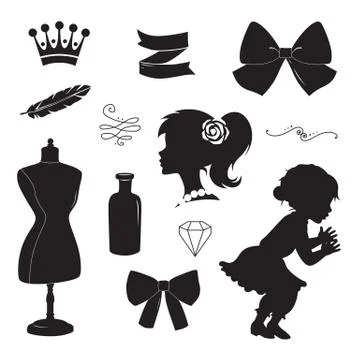 Vintage elements set. Vector silhouettes Stock-Illustration