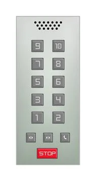 Vintage elevator button panel isolated on white Stock Illustration
