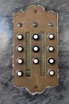 Vintage elevator button panel Fotos de archivo