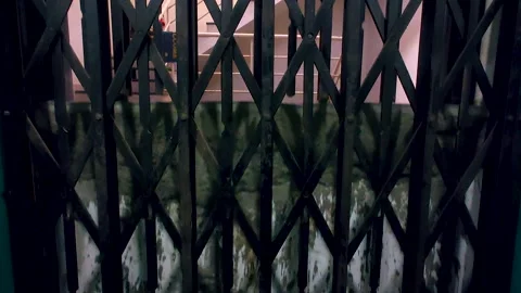 Vintage Elevator Descending Inside Old Building Cage Lift Stock Footage 335148931