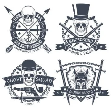 Vintage emblem with skull Stock Illustration