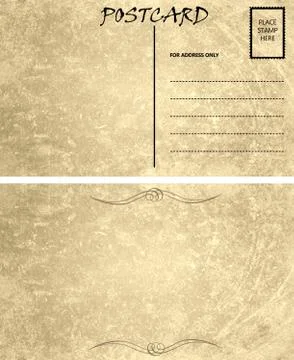 Vintage empty blank postcard template front and back Stock Illustration