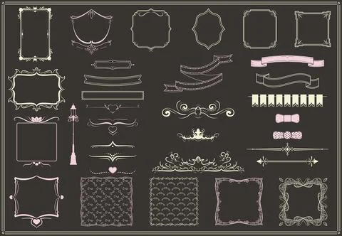 Vintage Empty Decorative Elements Collection Иллюстрация